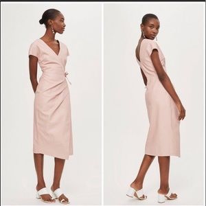 Faux leather wrap dress